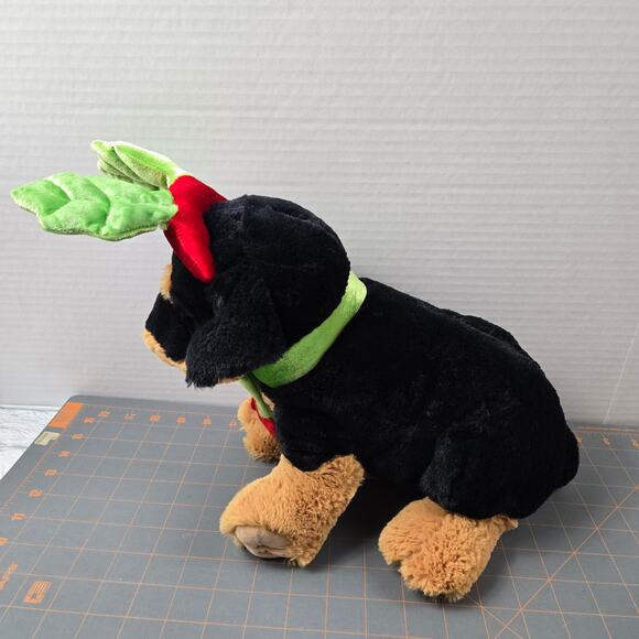 Walmart Holiday Rottweiler Dog Plush Stuffed Animal Leaf Antlers Penguin Scarf - Picture 4 of 16